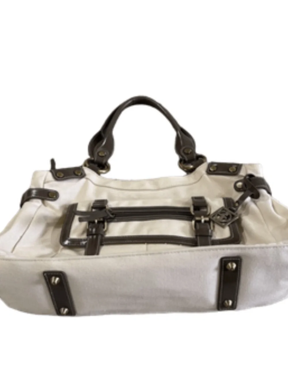 Giani Bernini Chic Classy Shoulder Bag- Neutral, Cream/Off-White/Brown Trim - Picture 4 of 8